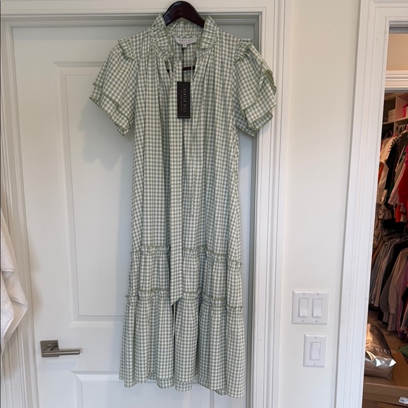 Hunter Bell Green Gingham Midi Dress-NWT - Picture 1 of 1